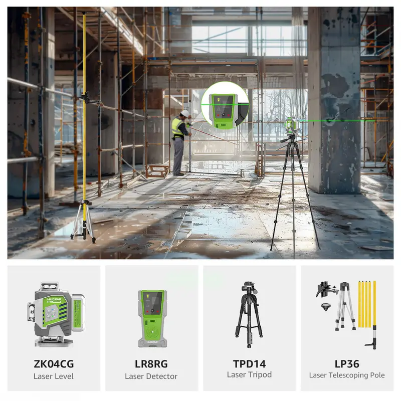Huepar Zk04Cg Premium Laser Level Kit 1