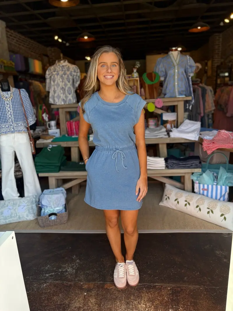 Kalani Jersey-Blend Denim Midi Dress – Final Sale 1