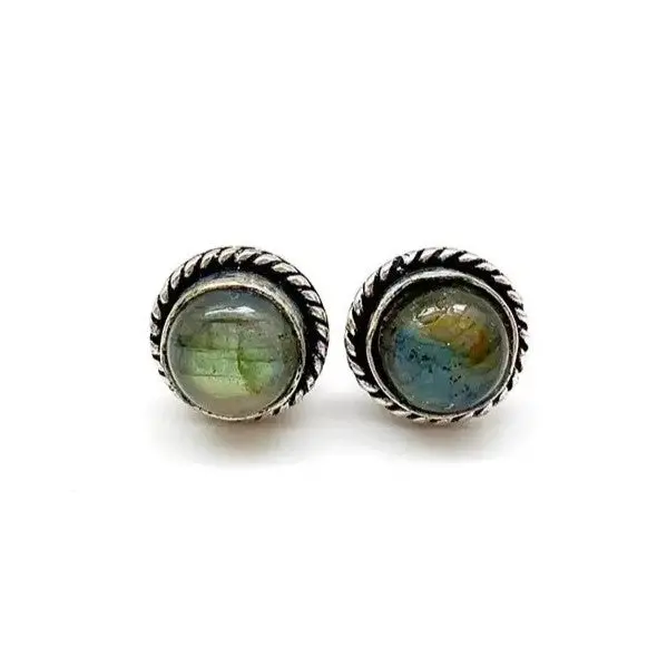 Kashi Labradorite Stone Post Earrings – Ethically Sourced Semiprecious Jewelry 1