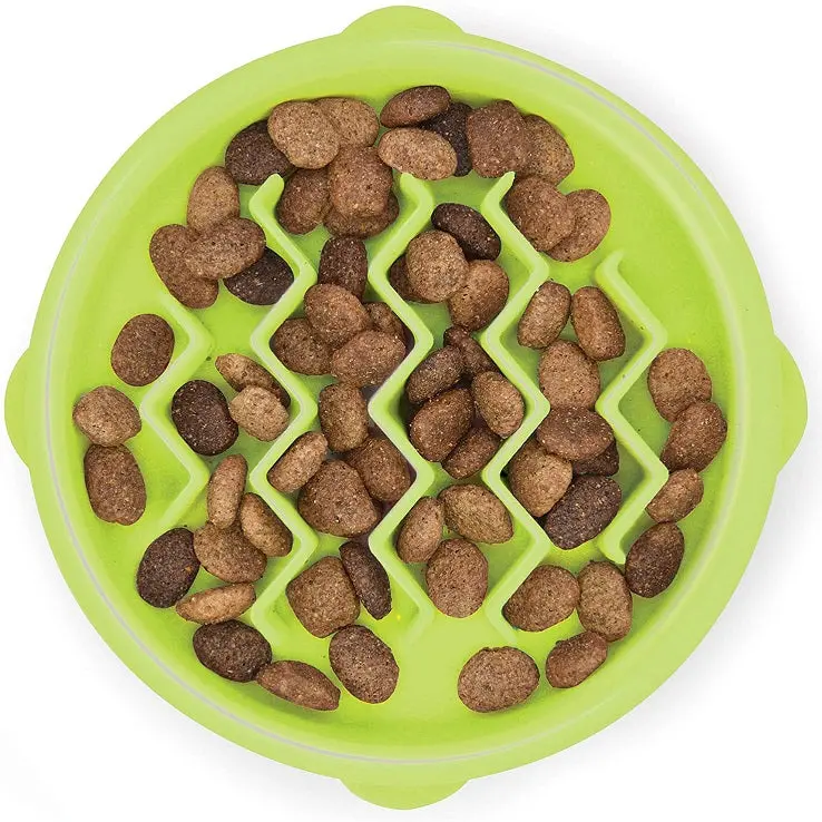 Kitty Slow Feeder Bowl (X-Small, Green) – Portion-Control Cat Dish 1