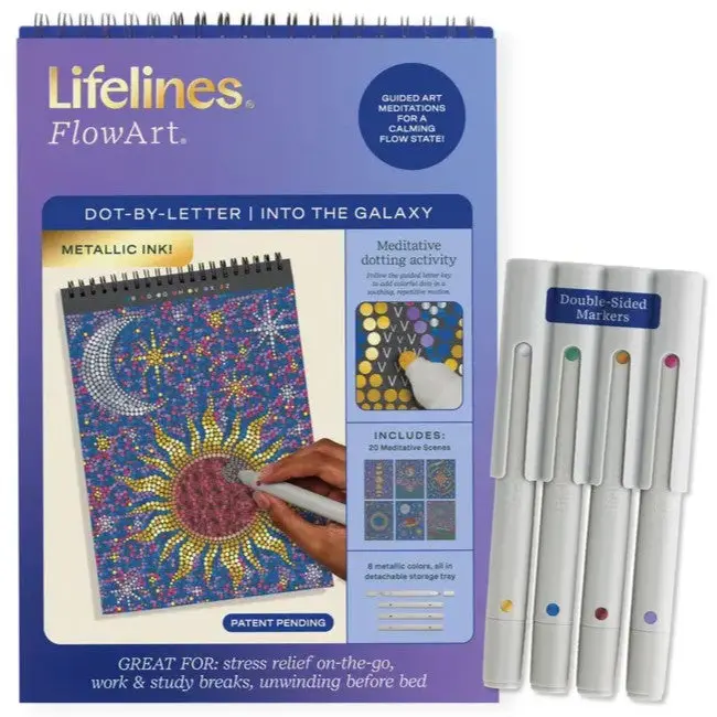 Lifelines Flowart Dot-By-Letter Galaxy Metallic Coloring Kit 1