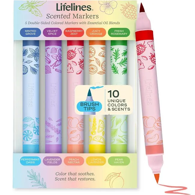 Lifelines Scented Brush-Tip Markers – 10-Aroma Assortment Set 1