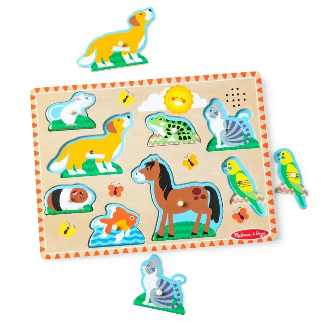 Melissa & Doug Wooden Peg Puzzle With Animal Sounds: Pets Theme 1
