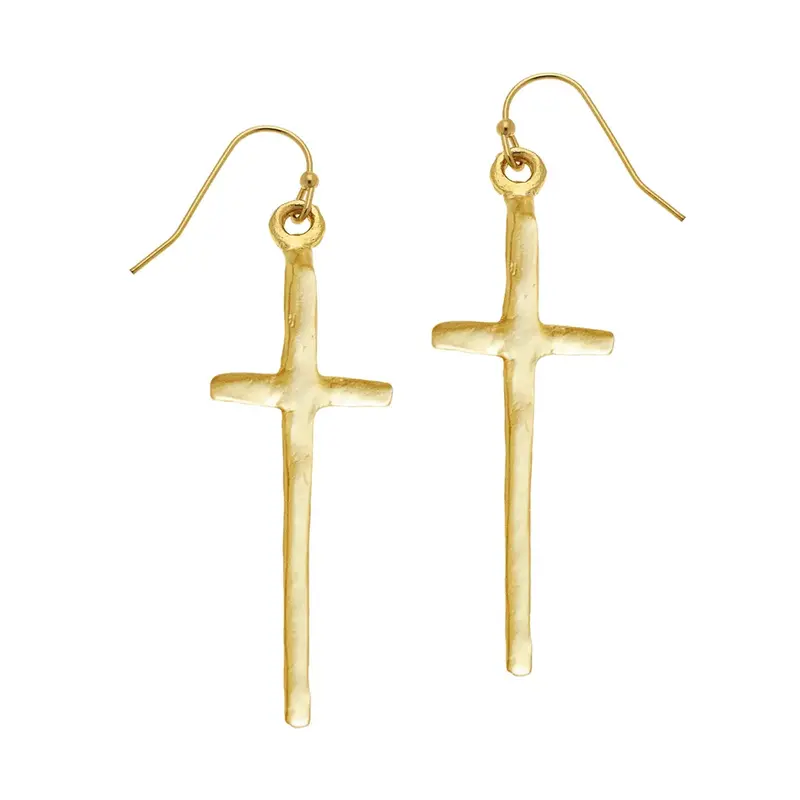Minimalist Gold Cross Hoop Earrings 1