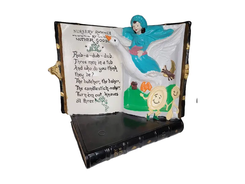 Mother Goose Nursery Rhyme Book – Vintage Ceramic Bisque Cover, Garry Sharpe Design, 1985 Release 1
