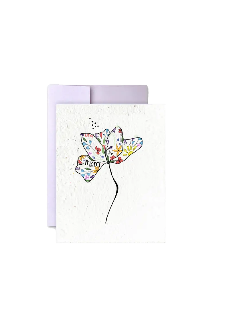 Mother’S Day Wildflower Seed Paper Card – Floral Bunny Design 1
