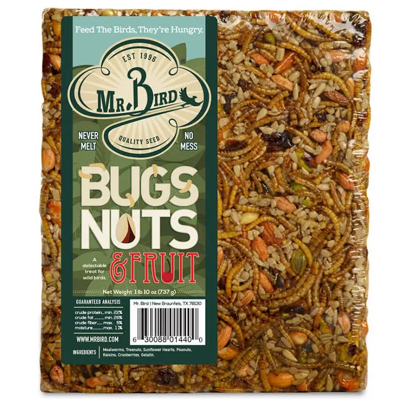 Mr. Bird Bugs, Nuts & Fruit Large Suet Cake For Wild Birds 1