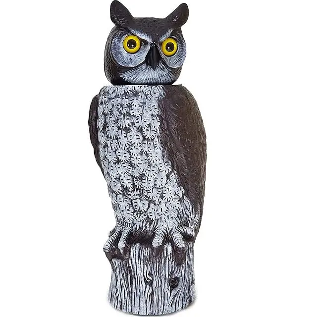 Natural Enemy Rotating-Head Owl Scarecrow – Motion-Activated Bird Repeller 1