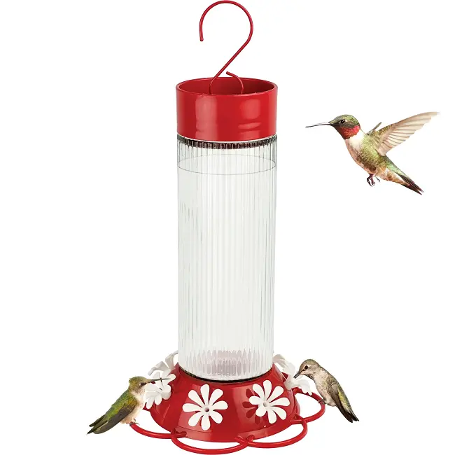 Nature’S Way Ribbed Rose Glass Gravity Hummingbird Feeder 1