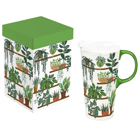 Perfect Cup Ceramic Travel Mug With Gift Box – Botanical Plant Design 1