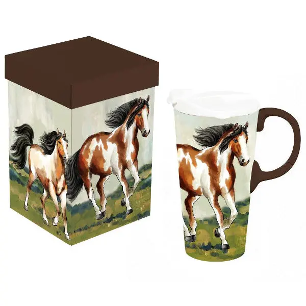 Perfect Cup Ceramic Travel Mug With Gift Box – Equestrian Horse Theme 1