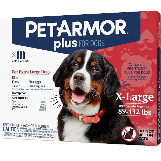 Petarmor Plus Flea & Tick Topical For Large Dogs (89–132 Lbs) – 3-Pack 1