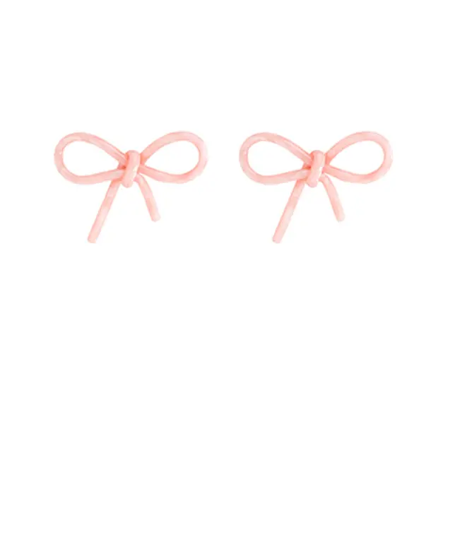 Pink Acrylic Bow-Shaped Stud Earrings 1
