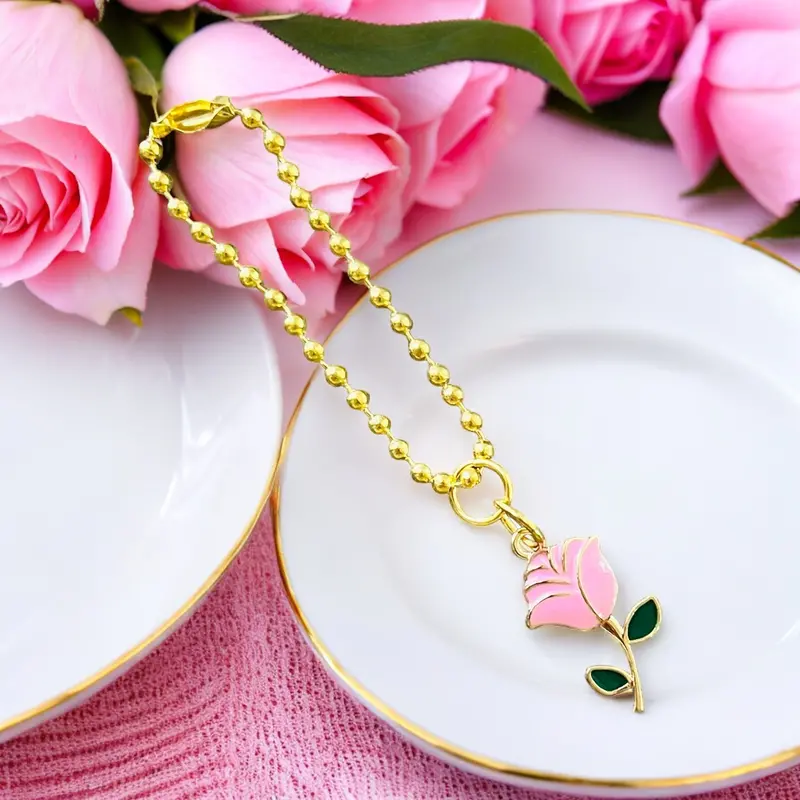 Pink Rose Garden Handle Charm 1