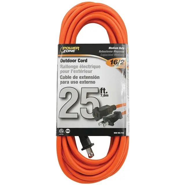 Power Zone Heavy-Duty Outdoor Extension Cord – 16/2 Gauge, Orange, 25 Ft 1
