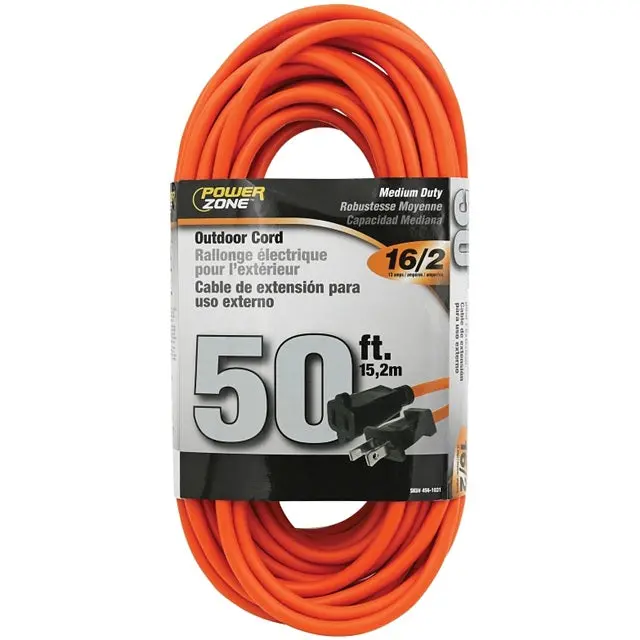 Power Zone Outdoor Extension Cord – 16/2 Awg, Bright Orange, 50 Ft Length 1
