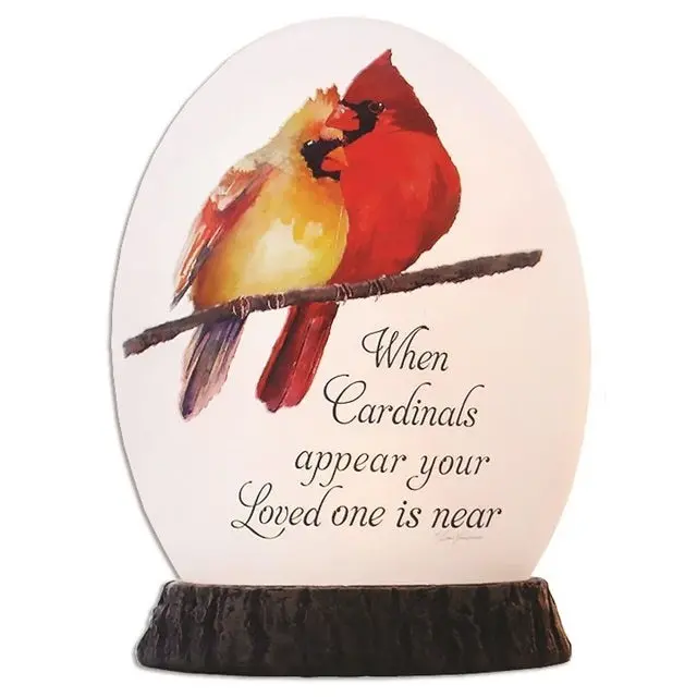 Pre-Lit Angel Cardinals Ornamental Oval Orb With Resin Base (Assorted Styles) 1