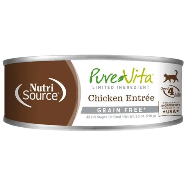 Pure Vita Limited Ingredient Chicken Wet Cat Food – Grain-Free Formula, 5.5 Oz Can 1