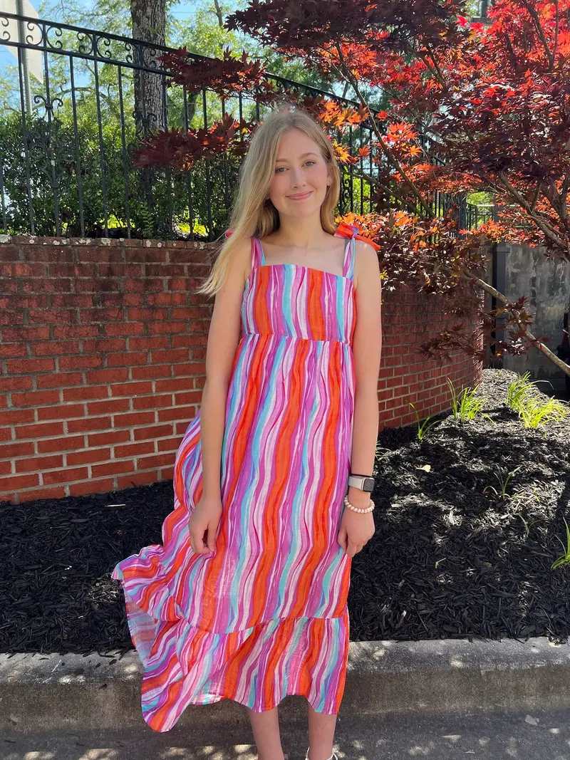 Purple And Multicolor Floral Midi Dress 1