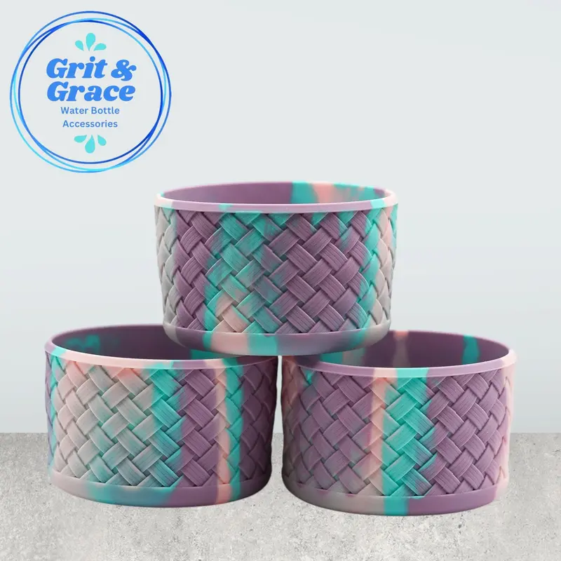 Purple, Teal, And Pink Tri-Color Swirl Basketweave Boot 1