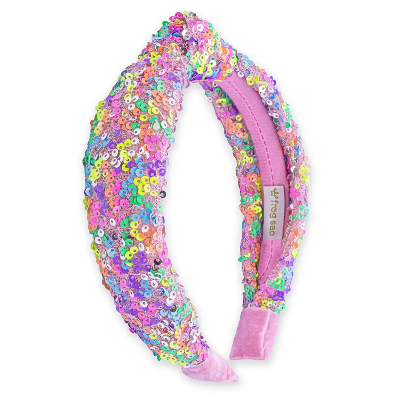 Rainbow Sequin Knot Headband With Shimmer Finish 1