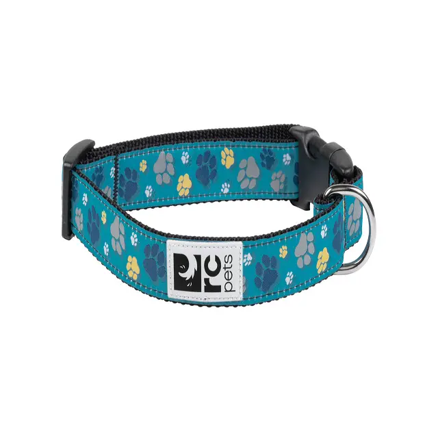 Rc Pets Fresh Tracks Teal Adjustable Dog Collar – Clip-On Comfort Fit 1