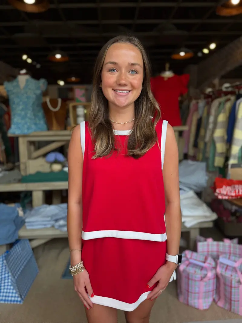 Red Jersey Knit A-Line Skirt 1