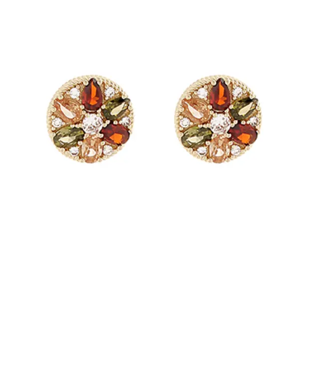 Round Gemstone Stud Earrings 1