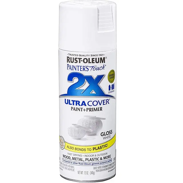 Rust-Oleum Painter’S Touch 2X Ultra Cover Spray Paint – Gloss White, 12 Oz (Paint + Primer) 1