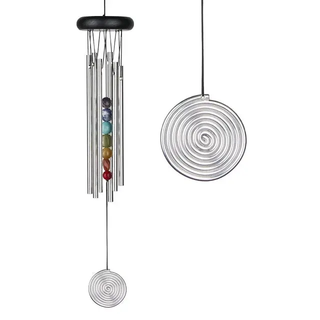 Seven-Chakra Wind Chime – Silver-Toned Healing Stone Hanging Chime 1