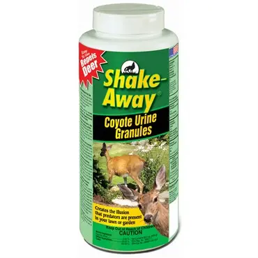 Shake-Away Coyote Urine Granules – Natural Deer Repellent, 28.5 Oz Reusable Container 1