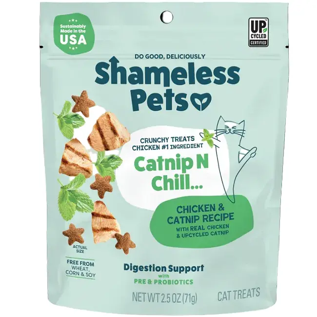 Shameless Pets Catnip ‘N Chill Crunchy Chicken Treats With Organic Catnip 1