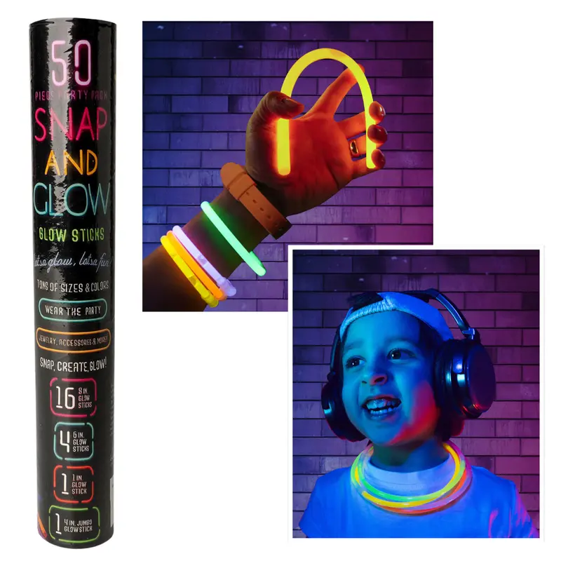 Snap & Glow Light-Up Party Sticks – 50-Piece Assortment 1