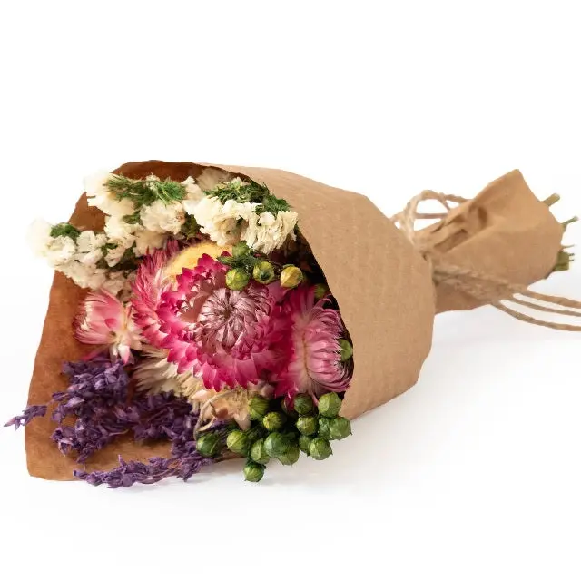Strawflower & Larkspur Mini Dried Bouquet – Textured Mixed-Dry Bundle 1