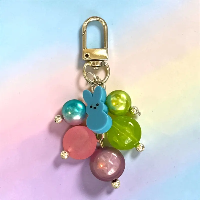 Teal Bunny Ceramic Mini Straw Bauble 1