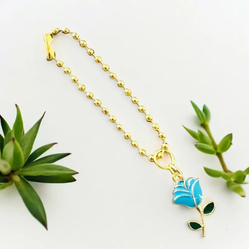 Teal Rose Modern Handle Charm 1