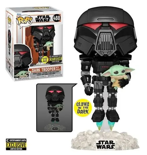 The Mandalorian Dark Trooper Pop! With Grogu – Glow-In-The-Dark Exclusive 1