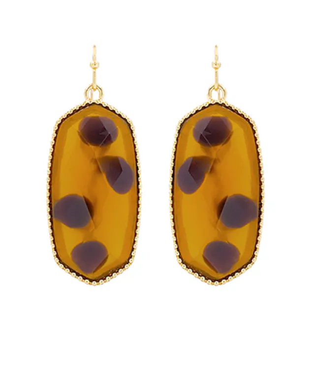 Tortoiseshell Hexagon Drop Earrings With Textured Finish 1