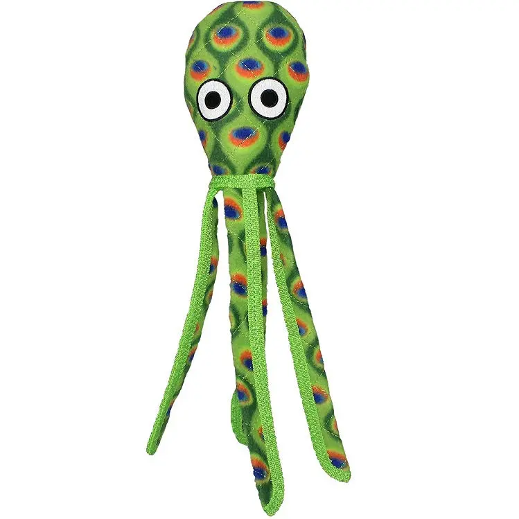 Tuffy Ocean Creatures Green Squid Dog Toy – Tough Play Design 1