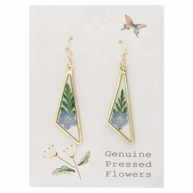 Vintage Bouquet Blue Dried Flower Earrings – Artisan-Crafted Botanical Accessories 1