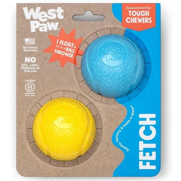 West Paw Zogoflex Boundr Ball Dog Toy – 2-Pack (Aqua Blue & Dandelion Yellow) 1