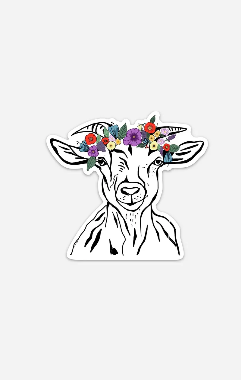 Whimsical Goat Vinyl Sticker – Charming, Expressive Animal Art 1