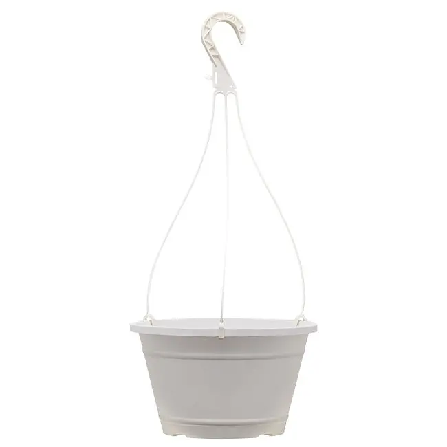 White Lira-Style Hanging Basket – 10-Inch Durable Plastic Planter By Southern Patio 1