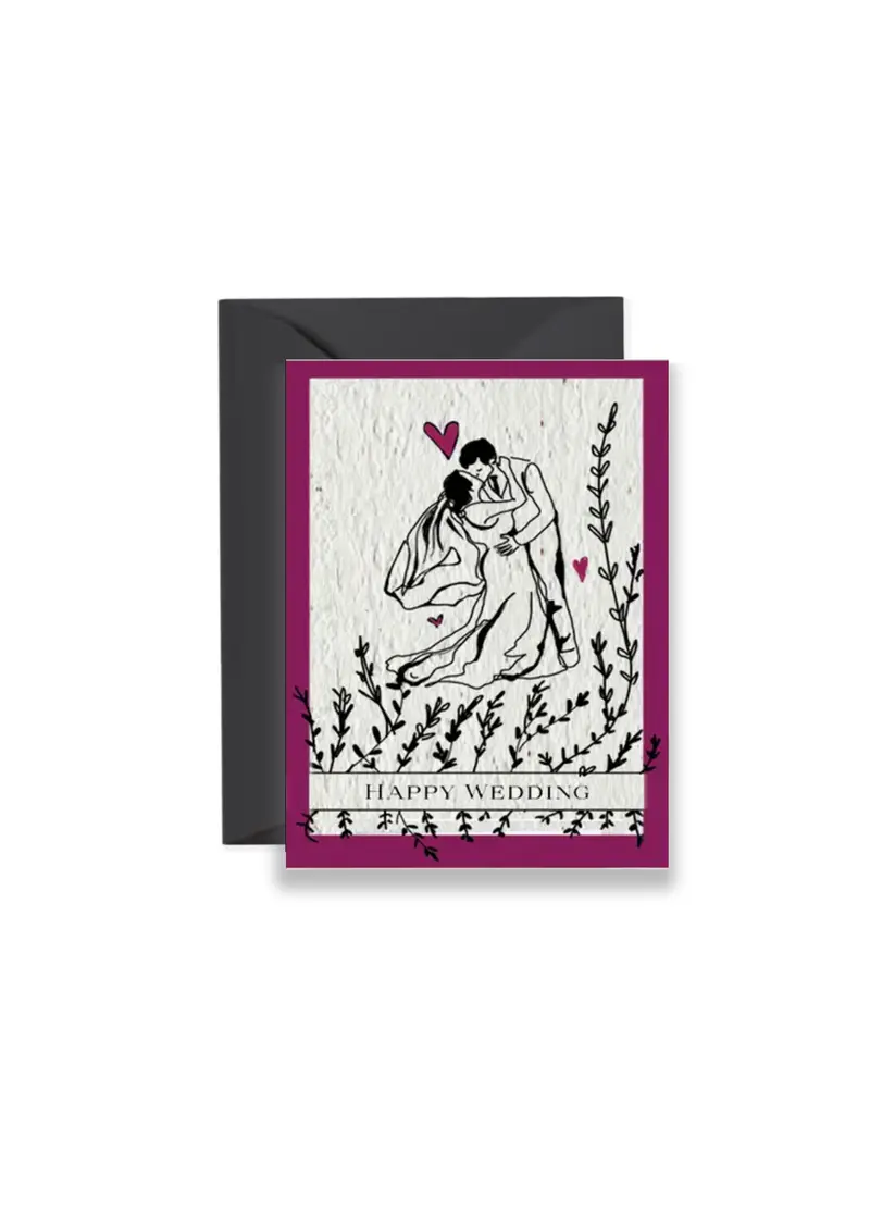 Wildflower Seed Paper Wedding Card – Blooming Love Design 1
