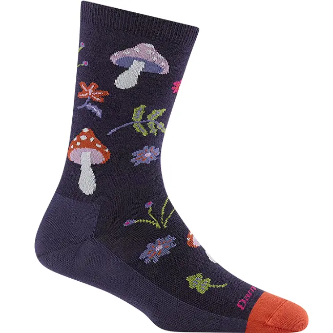 Women'S Shroom Bloom Crew Socks – Lightweight Lifestyle Design In Blackberry 1