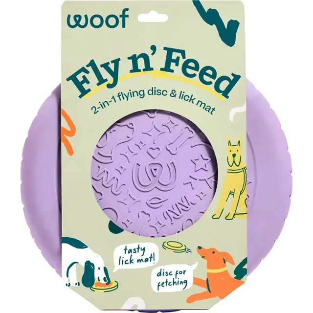 Woof Forager Fly N' Feed – Dual-Function Disc Toy & Lick Mat 1