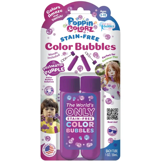 Wowmazing Poppincolorz™ Stain-Free Bubble Tube – 2-Pack In Prismatic Purple 1