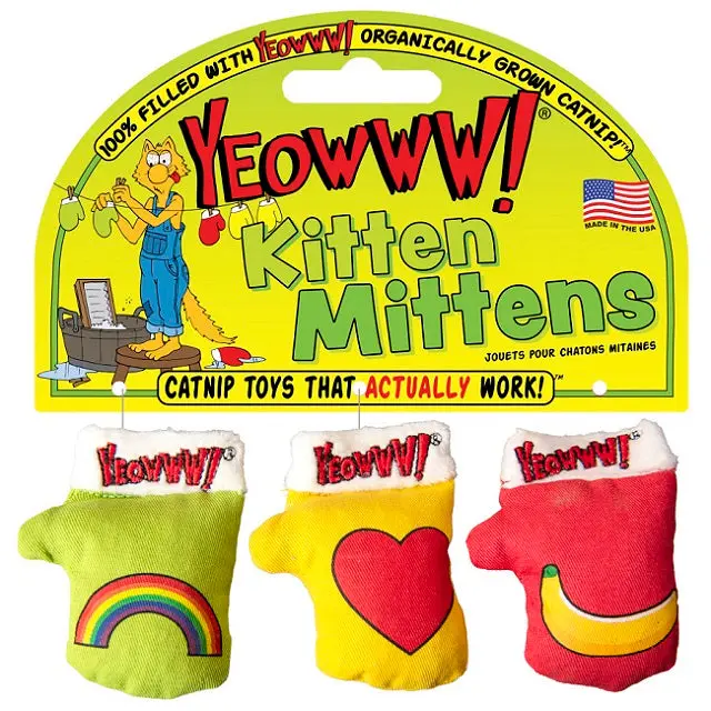 Yeowww! Kitten Mittens Catnip Toy Pack – 3-Piece Soft Play Set For Kittens 1