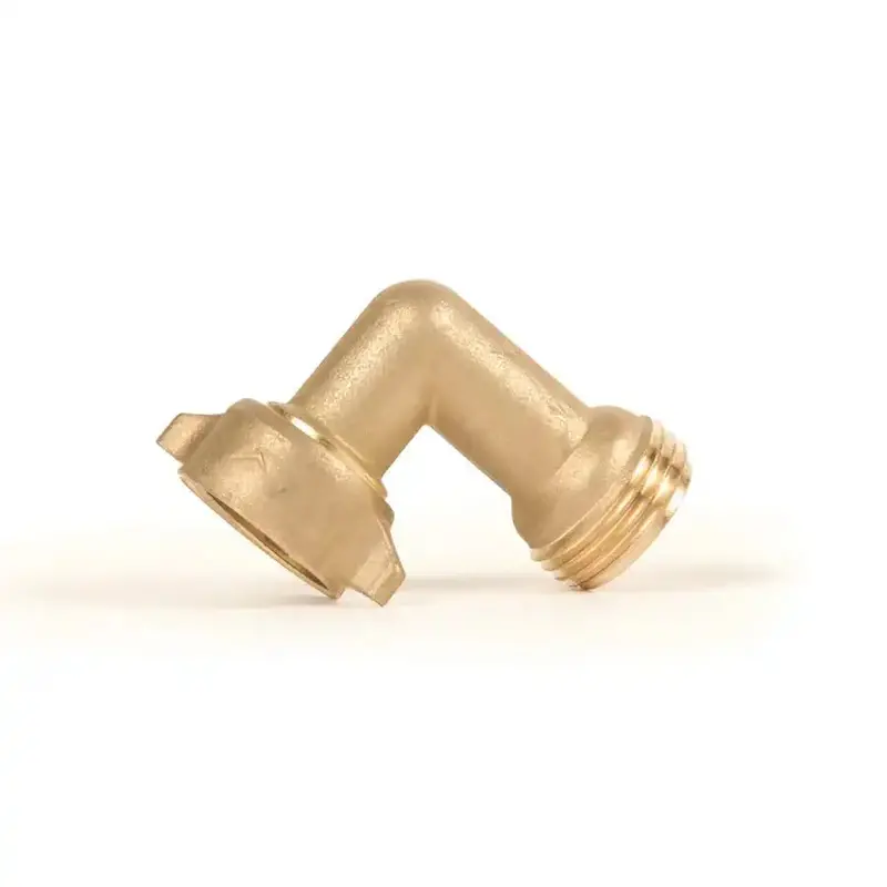 Camco 90-Degree Freshwater Hose Elbow Connector With Gripper Grip (Brass, No Shut-Off, Fits Standard Female Garden Coupling – Model 22504) 1