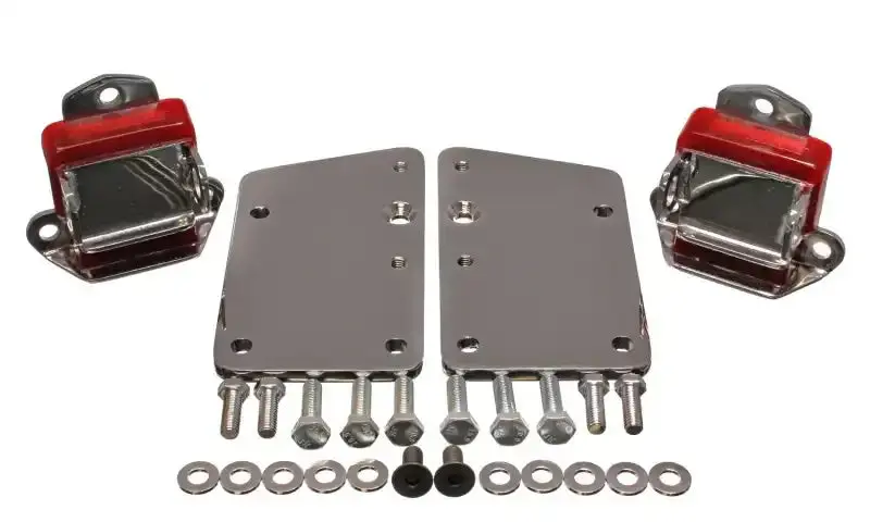 Energy Suspension Ls Series Motor Mount Conversion Kit – Red Polyurethane With Chrome Hardware 1